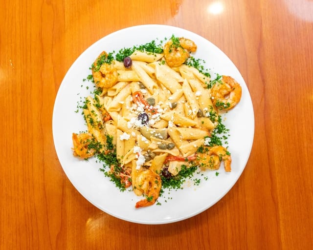 Mediterranean Shrimp Pasta.